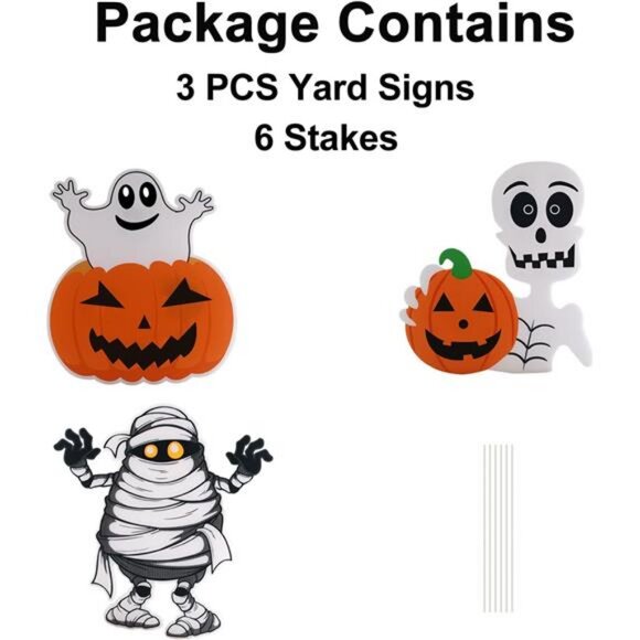 3PCS Yard Signs for Halloween Props Yard Stakes Pumpkin Ghost Monster Yard Sign - Picture 6 of 7